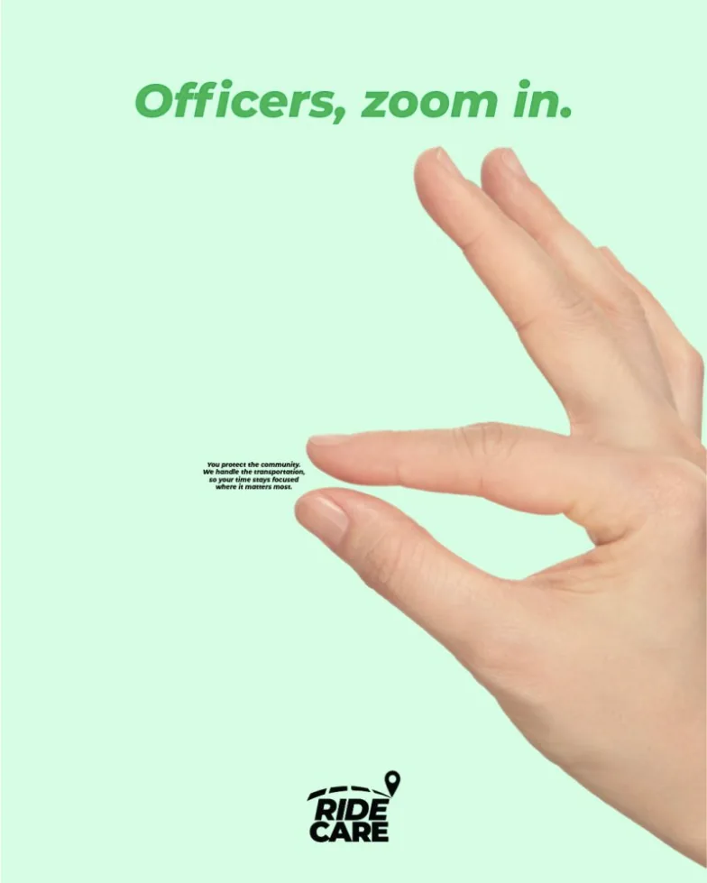 RideCare post: “Officers, zoom in.”